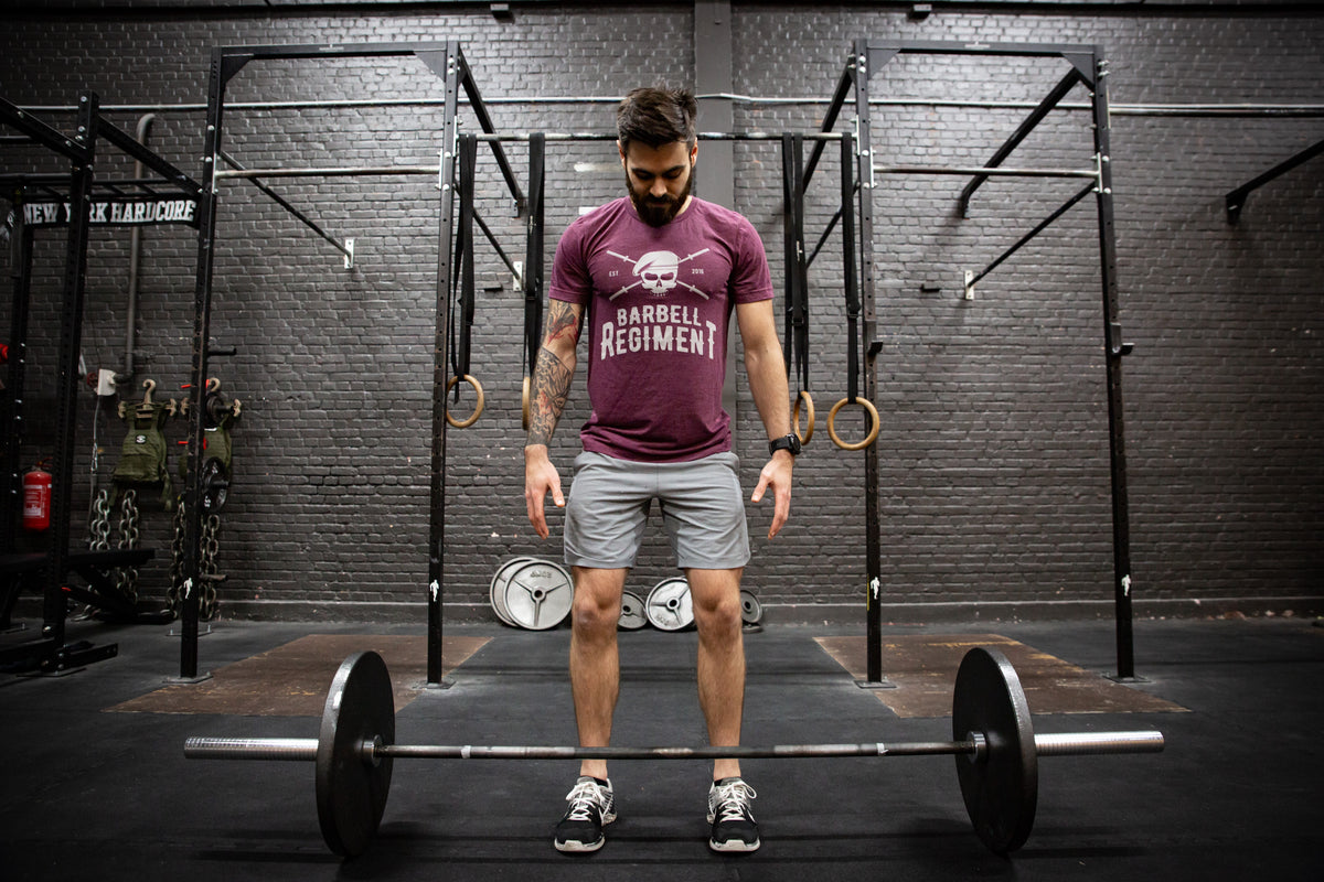 Barbell Origins Tee Maroon Barbell Regiment